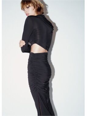 Zara FITTED HOODED DRESS. Black. Size S, M. New with Tags.